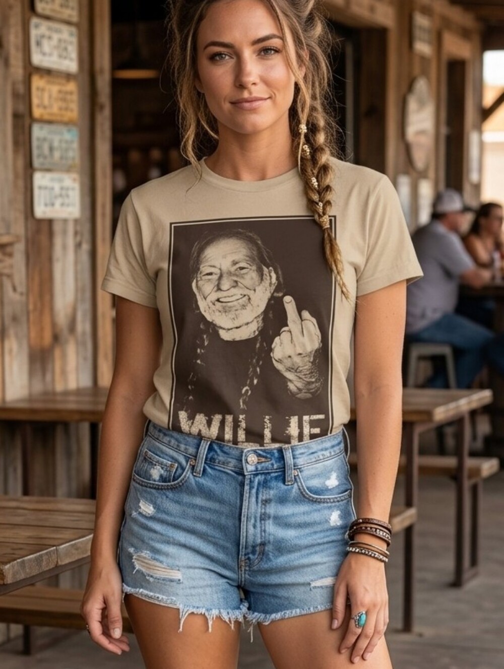 Gildan Cream Graphic Tee Willie Nelson